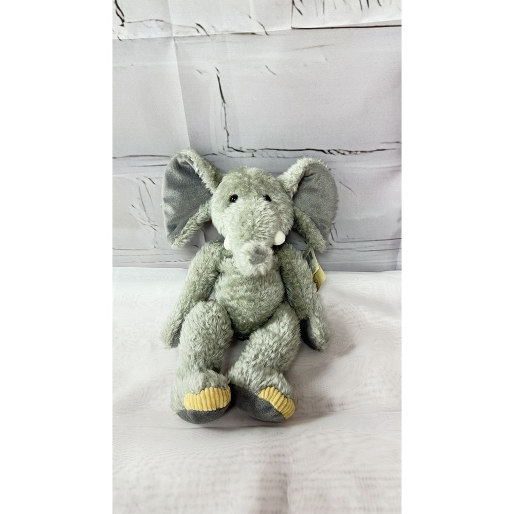 VTG Vintage‎ Russ Berrie TUSKS Plush Grey Elephant 14" Security Gray Beanie 3342